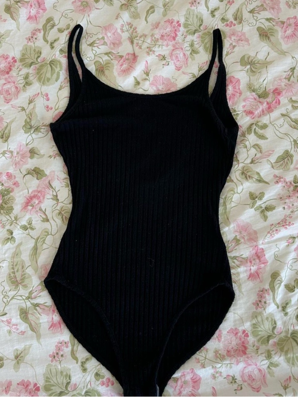 Classic Ribbed Black Womens Bodysuit